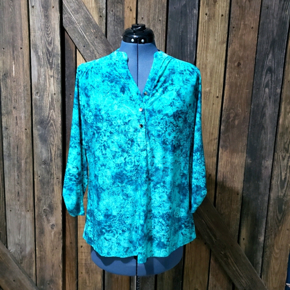 Teal Floral Blouse